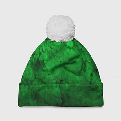Шапка c помпоном Абстракция - green acid stains