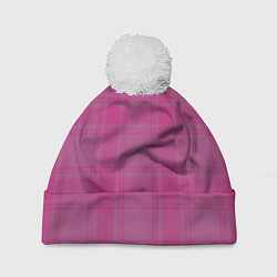 Шапка c помпоном Checkered pink