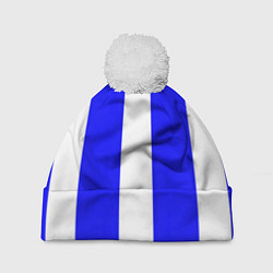 Шапка с помпоном Color white blue line, цвет: 3D-белый