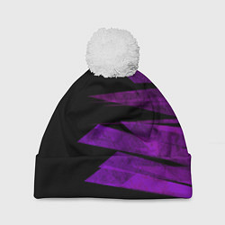 Шапка c помпоном Color purple black stripes