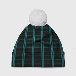 Шапка с помпоном Color blue dark stripe, цвет: 3D-белый