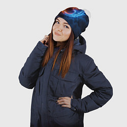 Шапка с помпоном Инь ян огонь и лёд, цвет: 3D-белый — фото 2