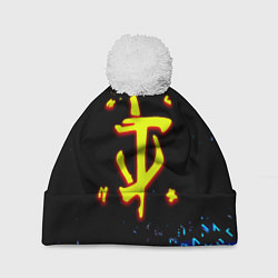 Шапка c помпоном Doom огненные символы