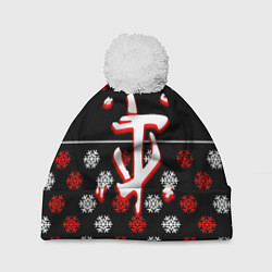 Шапка с помпоном Doom winter pattern steel, цвет: 3D-белый