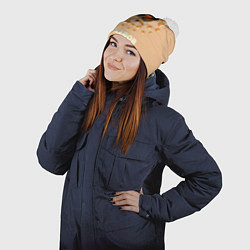 Шапка с помпоном Мем скебоб и смайлики, цвет: 3D-белый — фото 2