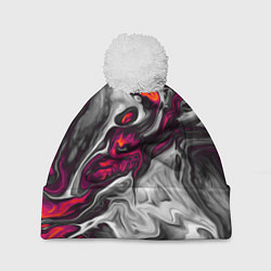 Шапка с помпоном Разводы, цвет: 3D-белый