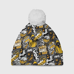 Шапка с помпоном Комикс, цвет: 3D-белый
