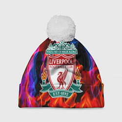 Шапка c помпоном Liverpool огненный стиль текстура
