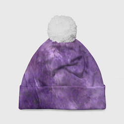 Шапка с помпоном Абстракция - violet oil painting, цвет: 3D-белый
