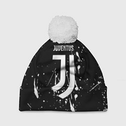 Шапка с помпоном Juventus брызги красок текстура, цвет: 3D-белый