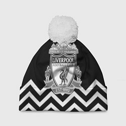 Шапка с помпоном Liverpool чернобелые линии, цвет: 3D-белый