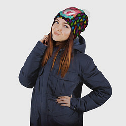 Шапка с помпоном Liverpool pattern neon, цвет: 3D-белый — фото 2