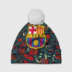 Шапка с помпоном Barcelona japan tatoo, цвет: 3D-белый