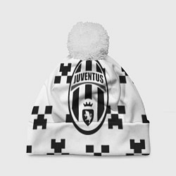 Шапка c помпоном Juventus x minecraft pattern