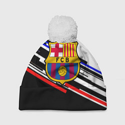 Шапка c помпоном Barcelona полосы текстура спорт