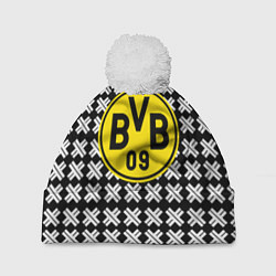 Шапка c помпоном Borussia pattern geometry
