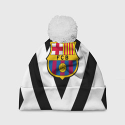 Шапка с помпоном Barcelona черные полосы, цвет: 3D-белый