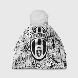 Шапка c помпоном Juventus черные краски штрихи