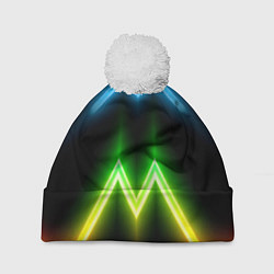 Шапка с помпоном Neon multicolored lines, цвет: 3D-белый