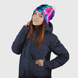 Шапка с помпоном Морти в одиночестве на неоновой планете, цвет: 3D-белый — фото 2