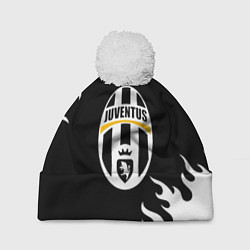 Шапка c помпоном Juventus белый огонь текстура