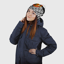 Шапка с помпоном Манчестер Юнайтед люди паттерн, цвет: 3D-белый — фото 2