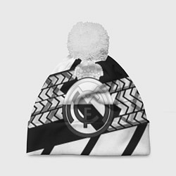 Шапка с помпоном Реал Мадрид краски полосы, цвет: 3D-белый