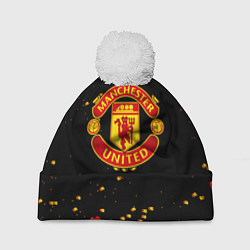 Шапка с помпоном Манчестер Юнайтед пиксели, цвет: 3D-белый