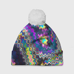 Шапка c помпоном Абстракция переливы