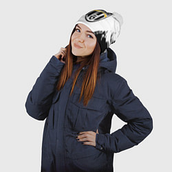 Шапка с помпоном Ювентус краски черно белые всплеск, цвет: 3D-белый — фото 2