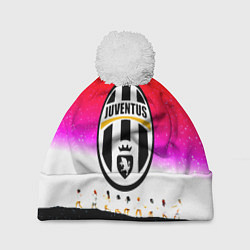 Шапка с помпоном Ювентус спорт люди, цвет: 3D-белый