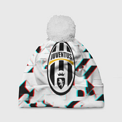 Шапка с помпоном Ювентус геометрия глитч, цвет: 3D-белый