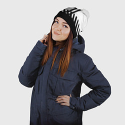 Шапка с помпоном Ювентус полосы геометрия линии, цвет: 3D-белый — фото 2