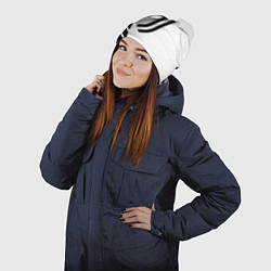 Шапка с помпоном Ювентус полосы геометрия текстура, цвет: 3D-белый — фото 2