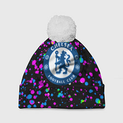 Шапка c помпоном Челси неоновые краски