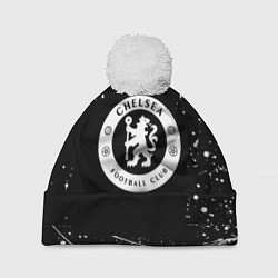 Шапка с помпоном Челси белые краски всплеск, цвет: 3D-белый