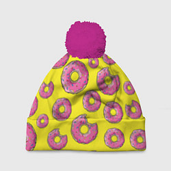 Шапка с помпоном Пончики Гомера, цвет: 3D-малиновый