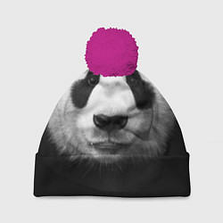 Шапка с помпоном Взгляд панды, цвет: 3D-малиновый
