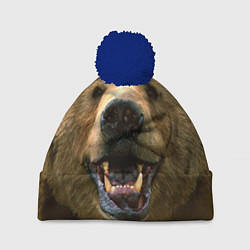 Шапка с помпоном Взгляд медведя, цвет: 3D-тёмно-синий
