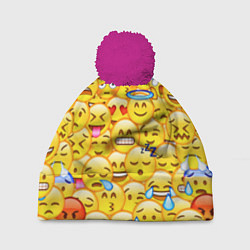 Шапка с помпоном Emoji, цвет: 3D-малиновый