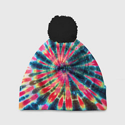 Шапка c помпоном Tie dye