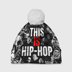 Шапка с помпоном This is hip-hop, цвет: 3D-белый