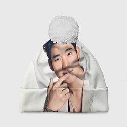 Шапка с помпоном Kim Soo-hyeon, цвет: 3D-белый
