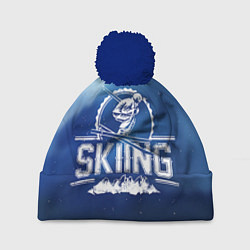 Шапка с помпоном Лыжный спорт, цвет: 3D-тёмно-синий