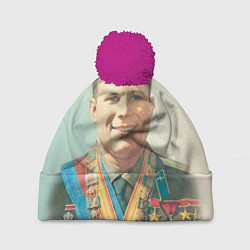 Шапка с помпоном Гагарин в орденах, цвет: 3D-малиновый