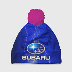 Шапка с помпоном Subaru, цвет: 3D-малиновый