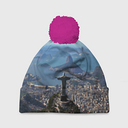 Шапка с помпоном Рио-де-Жанейро, цвет: 3D-малиновый