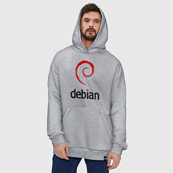 Толстовка-худи оверсайз Debian, цвет: меланж — фото 2