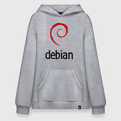 Толстовка-худи оверсайз Debian, цвет: меланж