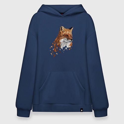 Худи оверсайз Полигональный лис / Тёмно-синий – фото 1